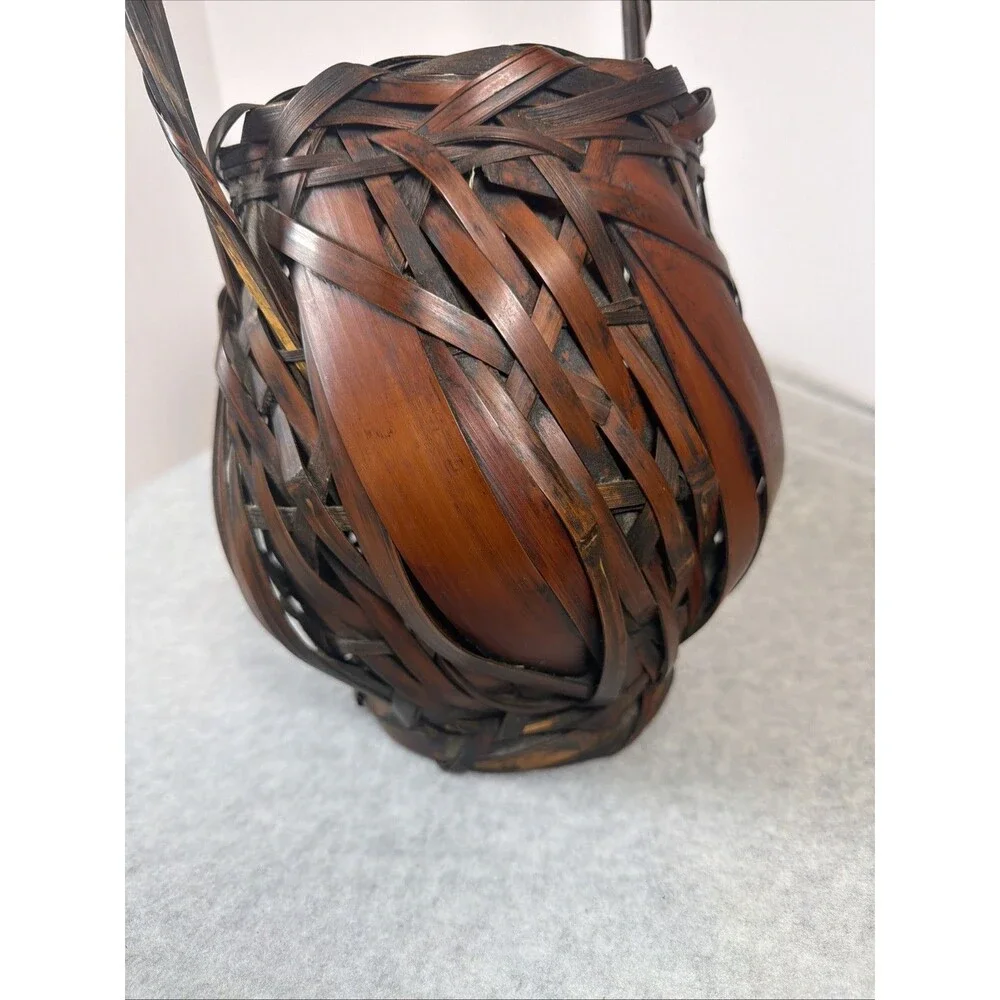 Antique Japanese Bamboo Ikebana Flower Basket Kago Taisho/Showa Era Vintage